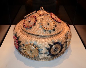 Flowered Basket by Charlotte Deformier is in the "Woven from Wood" exhibit.