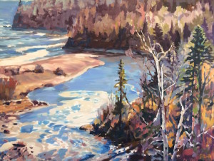 New work by David Gilsvik is at Sivertson Gallery including this painting, "Mouthof the Beaver River.'