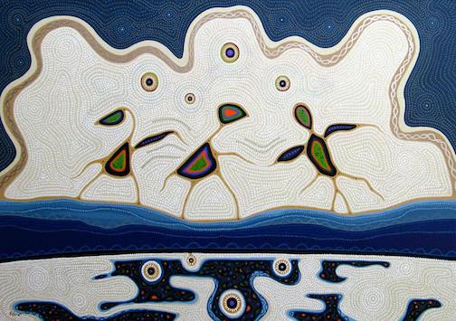 "Tree Spirits Leaving Before the Fire," by Christi Belcourt.