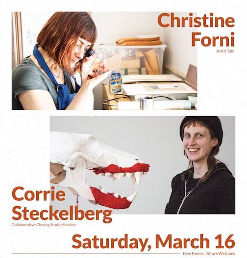 Printmaker and sculptor Christine Forni and multi-media artist Corrie Steckelberg will give back-to-back presentations at the Grand Marais Art Colony on Saturday, starting at 3:30 p.m.