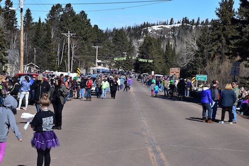 Hwy. 1 through Finland is crowded with people as they watched the St. Urho's Parade. This year, it starts at noon on Saturday.