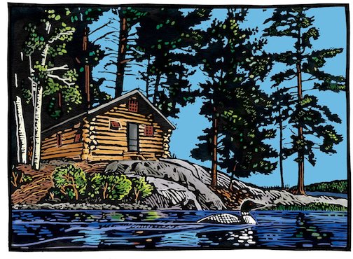 At the Cabin, print, by Rick Allen, is at Sivertson Gallery.