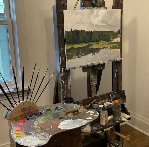 Neil Sherman has a new studio at the Grand Marais Art Colony for the winter. He is already hard at work.
