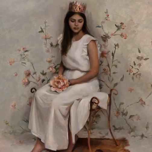 Kelly Schamberger won the People's Choice award for this painting, "I am the daughter," one of the works on exhibit at the Members Show at the Depot.