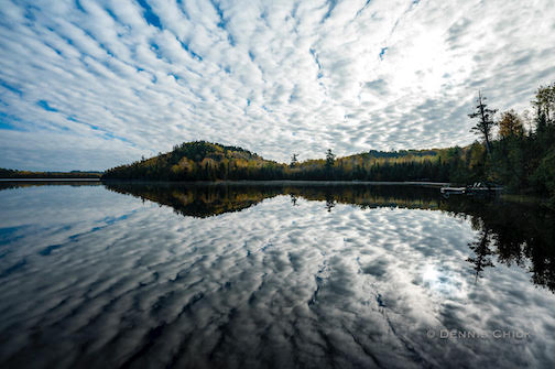 Hungry Jack Lake and clouds by Dennis Chick.