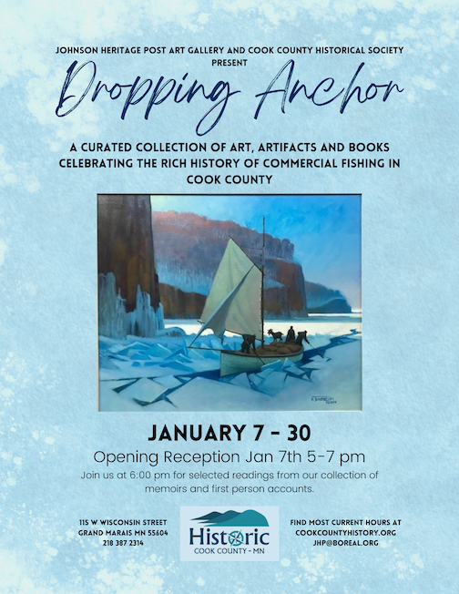 Dropping Anchor, a new exhibit at the Johnson Heritage Post, opens with a reception from 5-7 p;m. on Friday, Jan. 7.