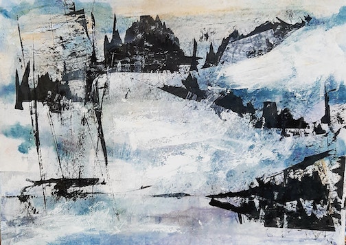 Painting by Kim Dayton, inspired by ice and -2F temperatures.