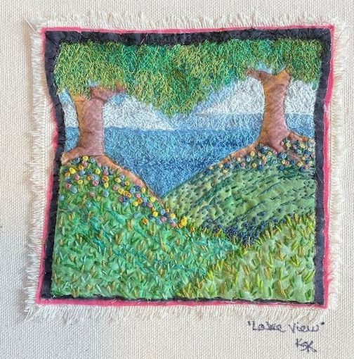 Embroidery by Kim Knutson. The piece is at the North Country Gallery in Lutsen.