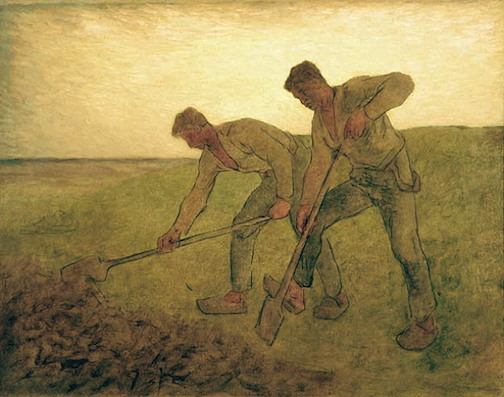 The Digges by Jean Francois Millet, from the Tweed Museum's Permanent Collection, is currently on exhibit.