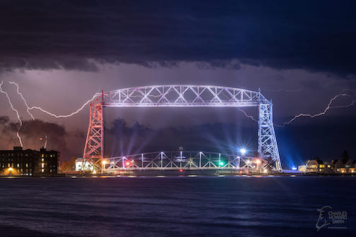 Lightning and the Duluth Lift Bridge. Photo by Charles Howard Smith.