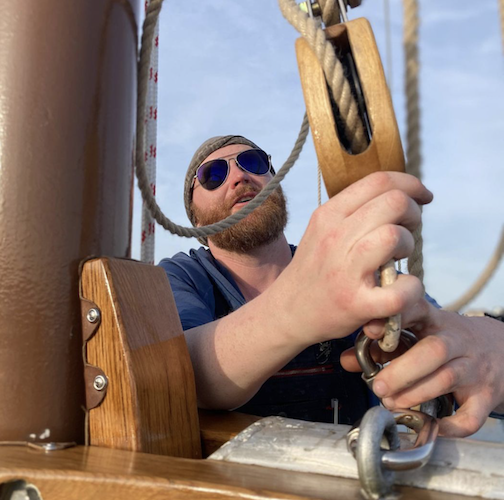 Getting ready for the summer sailing season on Schooner Charlie.