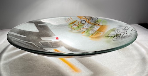 "High Falls,"fused glass bowl by Lee and Dan Ross.