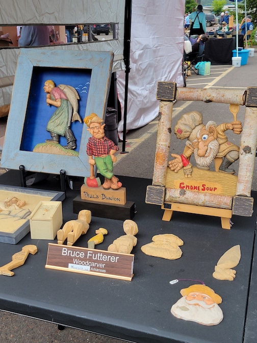 Woodcarver Bruce Futterer is one of the vendors at the Cook Couty Market
