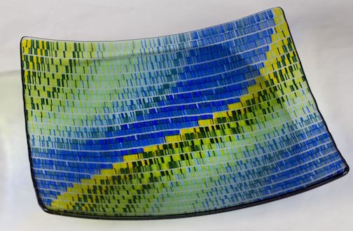 Fused glass plate by Mary Bebie.