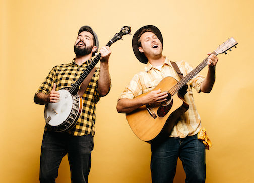 Okee Dokee Brothers will give a free family concert in the Big Tnet at NorthHouse Folk School at 10 am