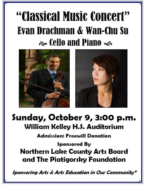 The Northern Lake County Arts Board will present a classical music concert in Silver Bay Oct. 9.