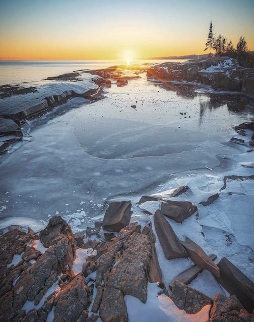 A frozen sunrise by Cody Larson.