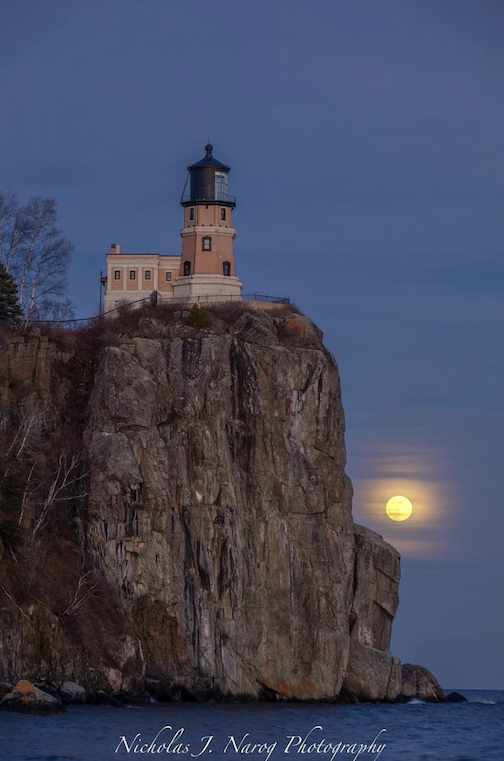 Full moon over Split Rock by Nicholas Narog.