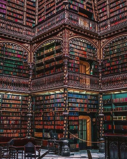 The Reading Room at the Royal Portuguese Cabinet of Reading in Rio De Janeiro, Brazil.