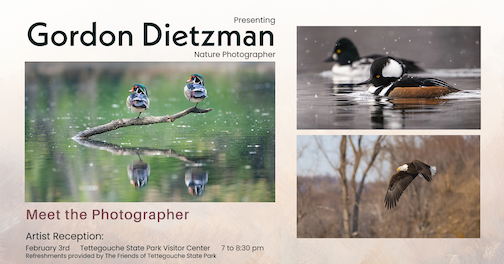  Gordon Dietzman opens an exhibit in the /great Hall at Tettegouche State Park on Feb.3.
