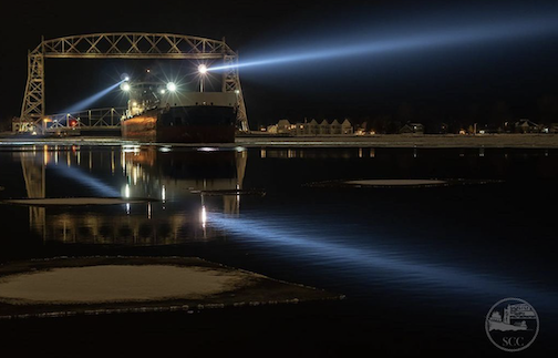 Duluth harbor at night by Scott Bjorklund.