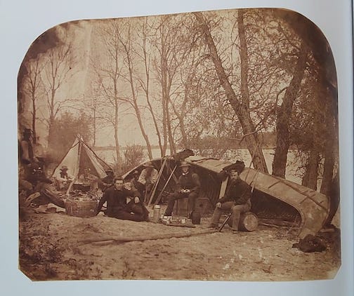 Encampment on the Red River, 1858 by Lloyd Hine.