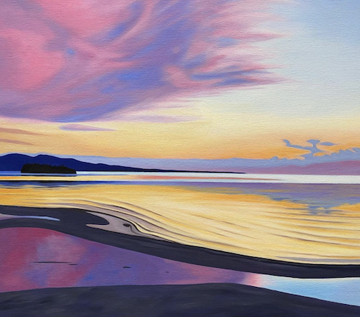 Old Mill Bay, Lake Superior, acrylic, by Taimi Poldmaa.