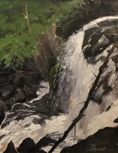 Rose Falls,oil, by Neil Sherman. He is particpating in the Coors Western Art Exhibit and Sale in Denver.