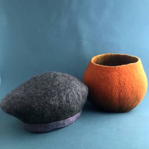 Three-dimensional felting works by Eise Kyllo. She is one of the instructors during Fiber Week.