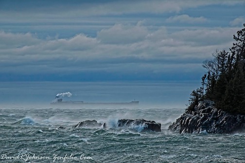 During the recent gale force winds we had, Ore Boats hugged the North Shore by David Johnson.