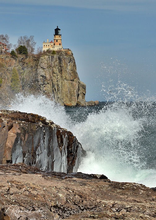 Fun waves at Split Rock Lighthouse by Roxanne Distad.