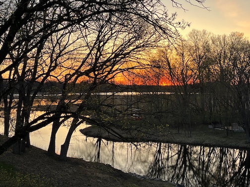 Minnehaha Creek at sunset by Betty Hemstad.