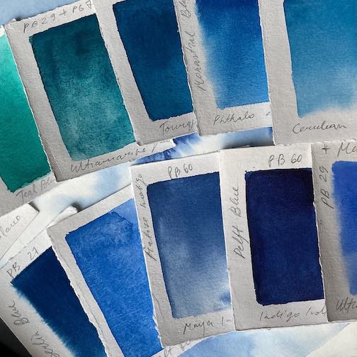 Variations in blue watercolors will be the topic for Art Night at Joy and Company on Thursday.