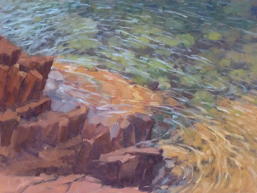 Cliffs and the Deep, oil, by Paula Gustafson.