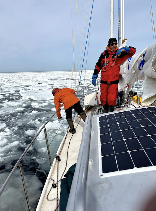 Navigating through ice on Lake Superior , .courtesy Lonnie Dupre