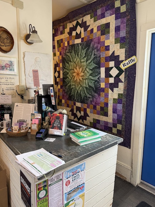 The Care Partner Raffle Quilt is on view at Drury Lane Books. It was made by Carol Andersen Morgen and Nancy Backlund. Tickets are available at the bookstore, the Johnson Heritage Post and Lockport Marketplace.