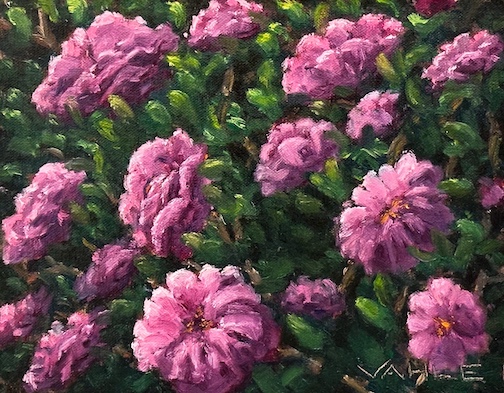 Bountiful, oil on panel, by Tim Vahle. It can be seen at his gallery, Vaihle Fine Art at 9 W. First St, Suite 2.