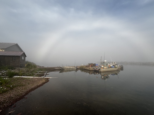 Fogbows by Carah Thomas. She said that the name was coined by Tommy Eckel, one off the iconic fishermen who used to ply the waters of Lake Superior.