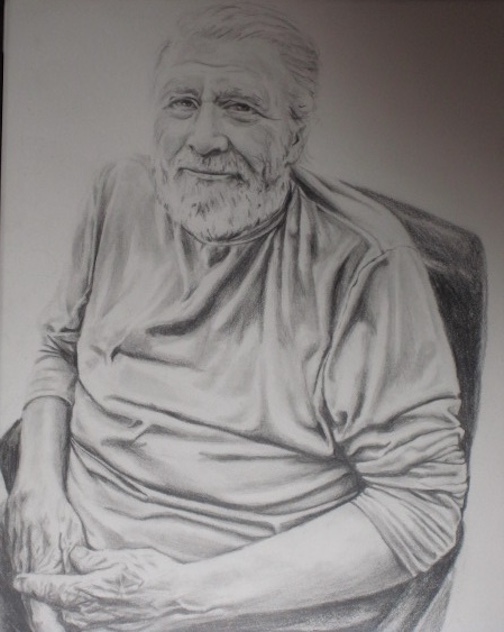 Jay Andersen, pencil on p per by Katie Wagner. Jay ,who is now retired, is the is founder of the Arrowhead Center for the Arts and was the director of the Grand Marais Art Colony for years. He has also served as the editor of the Cook County News-Herald and then was the news director at WTIP Community radio for many years. (That's just a short list.}