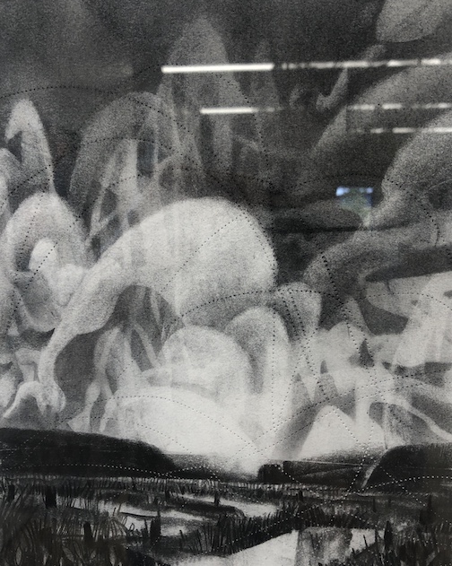 Meeting Place, graphite on papaer by Michael Mrks, is one off the pieces in the Movement exhibition.