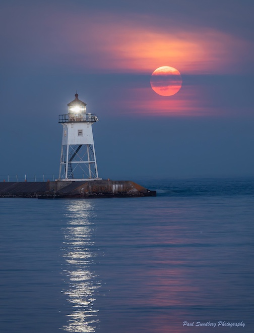 Moonrise over the Lighthouse by Paul Sundberg.