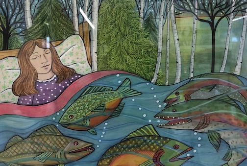 Northshore Dream, mixed media, by Nancy Carlson. Her ehxibit as the Arrowhead Artist for August closes Aug. 30.