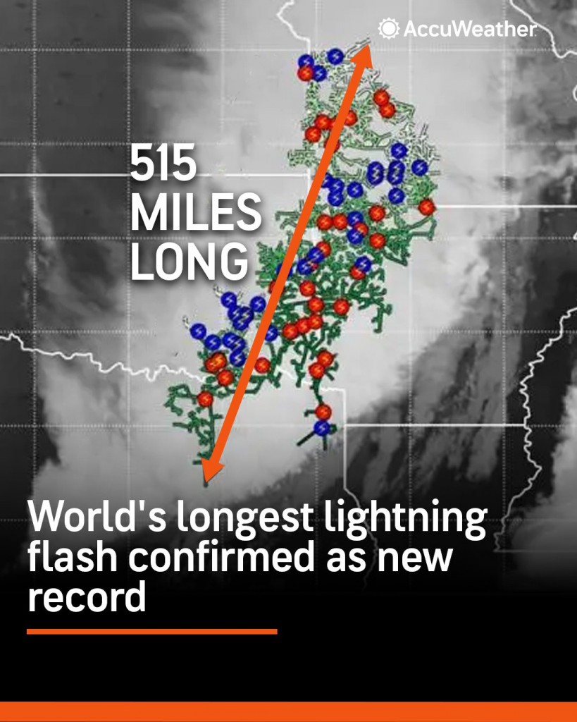 World's longest lightning strike , courtesy of AccuWeather.