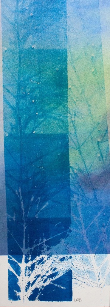 Monoprint by Linda Recklefs Baudry. Her studio is in Grand Marais.