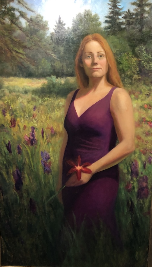 In Her Garden, oil, by Neila Harper French.