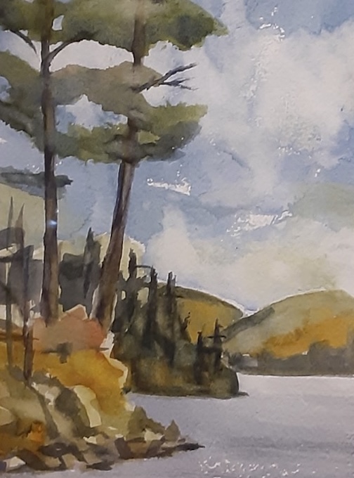 Menogyn Pines, watercolor, by Sandra Maxwell.