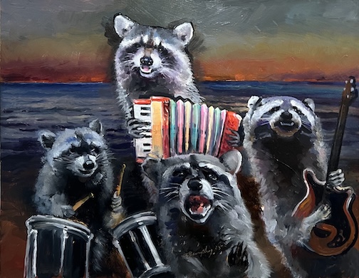 Trash Band, oil, by Scott Murphy.