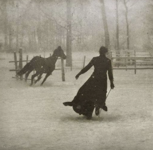 A winter challenge, photo by Felix Thioller, 1899, posted by Elizabeth Klinck.