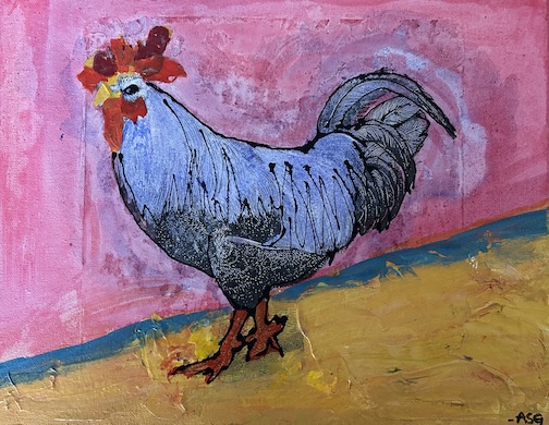 Crossing the Road, acrylic, by Anne Swallow- Gillis, is one of the artworks in the show.