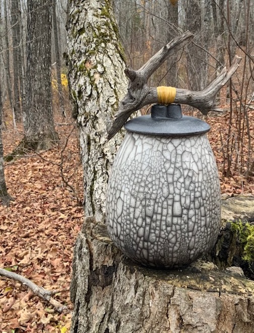 Raku vessel by Maggie Anderson.